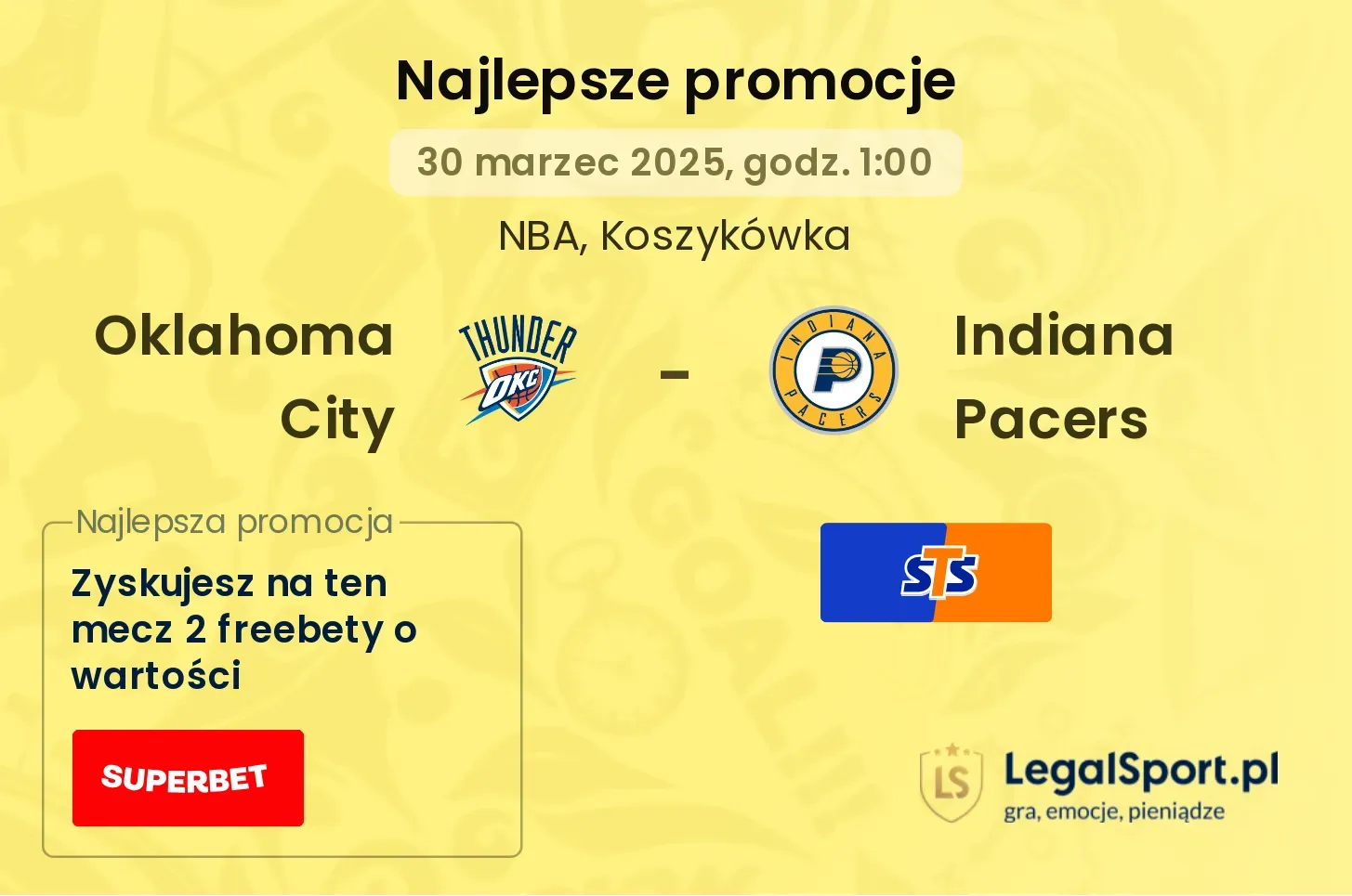 Oklahoma City - Indiana Pacers promocje u bukmacherów