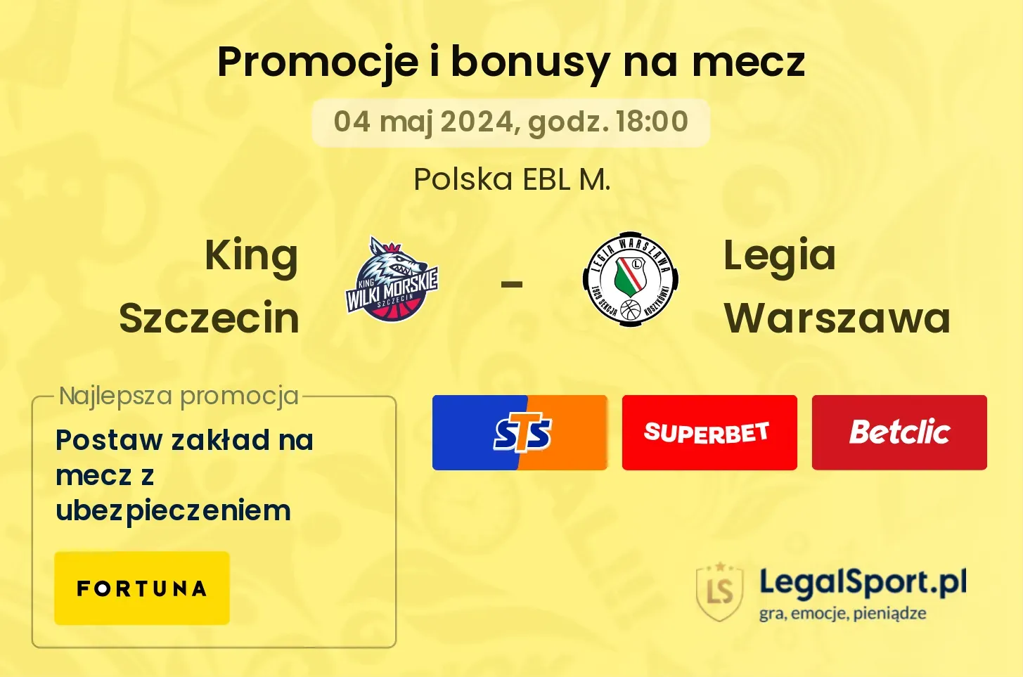 King Szczecin - Legia Warszawa promocje bonusy na mecz