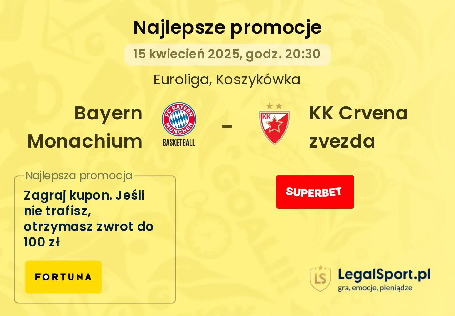 Bayern Monachium - KK Crvena zvezda promocje u bukmacherów
