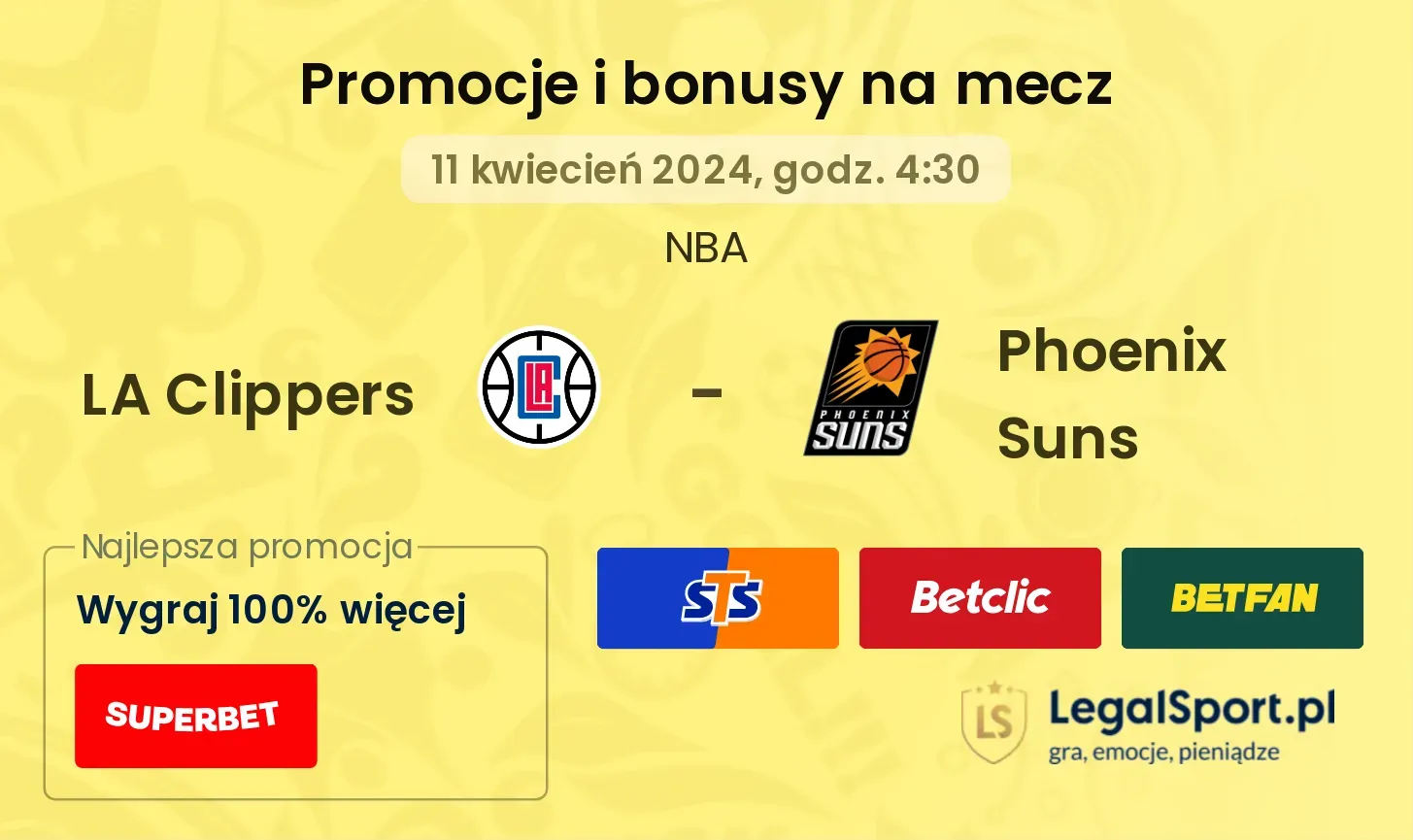 LA Clippers - Phoenix Suns promocje bonusy na mecz