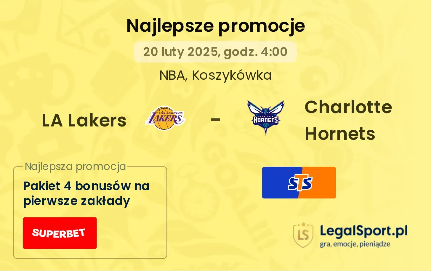 LA Lakers - Charlotte Hornets promocje bukmacherskie