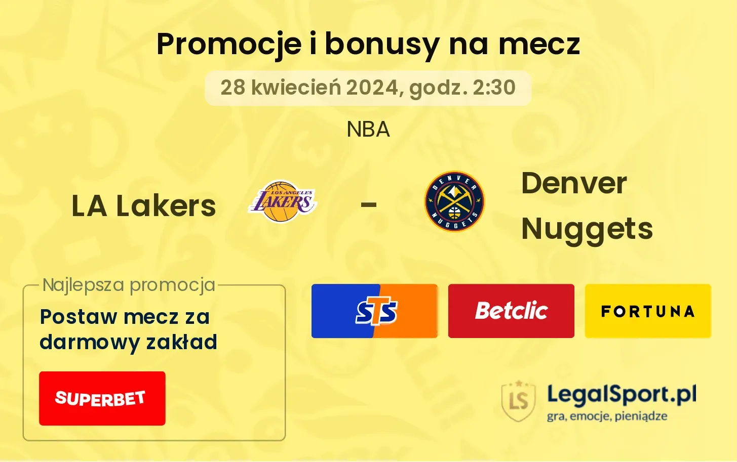 LA Lakers - Denver Nuggets promocje bonusy na mecz