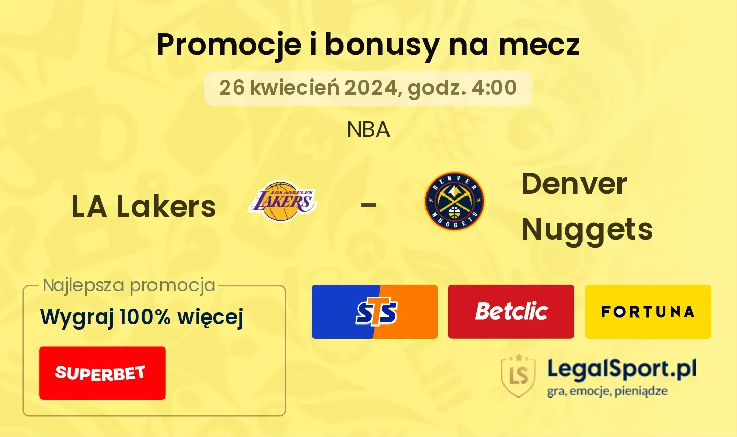 LA Lakers - Denver Nuggets promocje bonusy na mecz