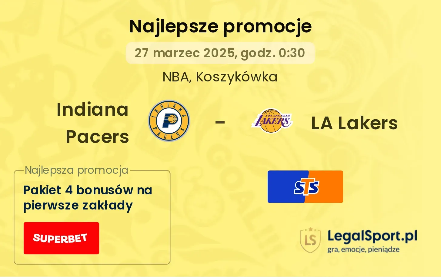 Indiana Pacers - LA Lakers promocje bukmacherskie
