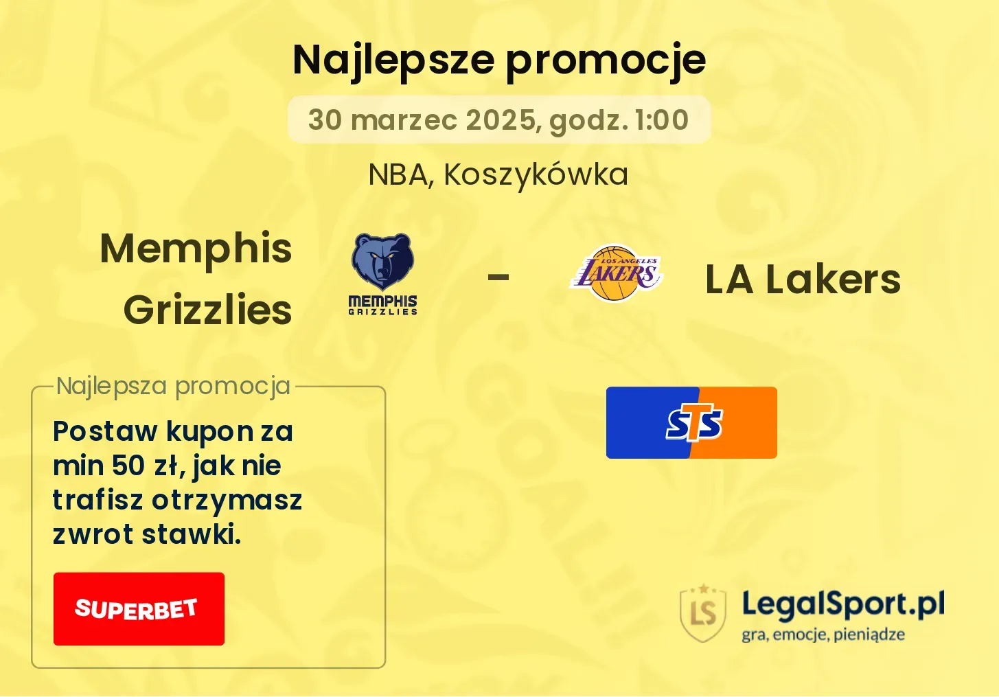 Memphis Grizzlies - LA Lakers promocje bukmacherskie