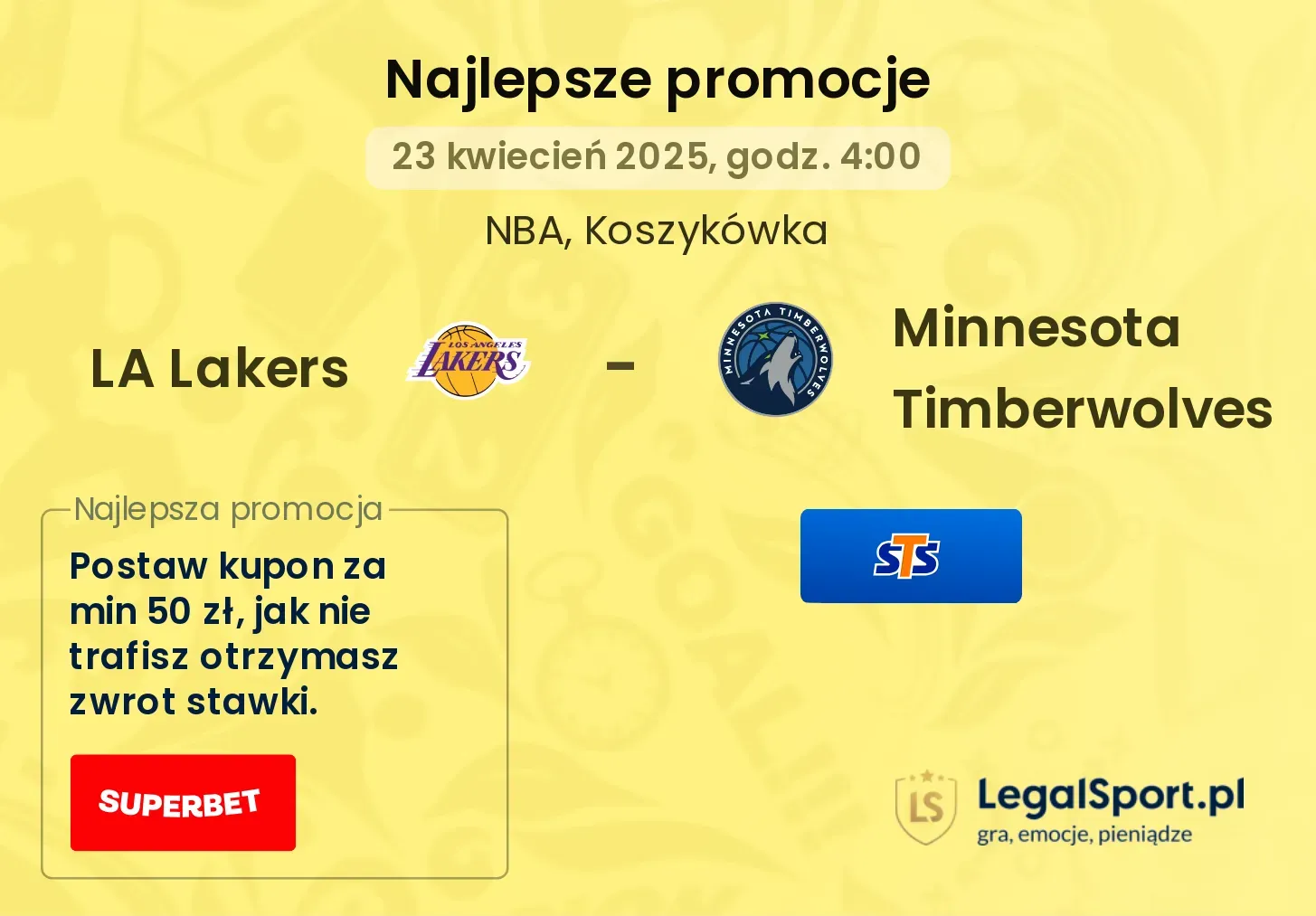 LA Lakers - Minnesota Timberwolves promocje bukmacherskie