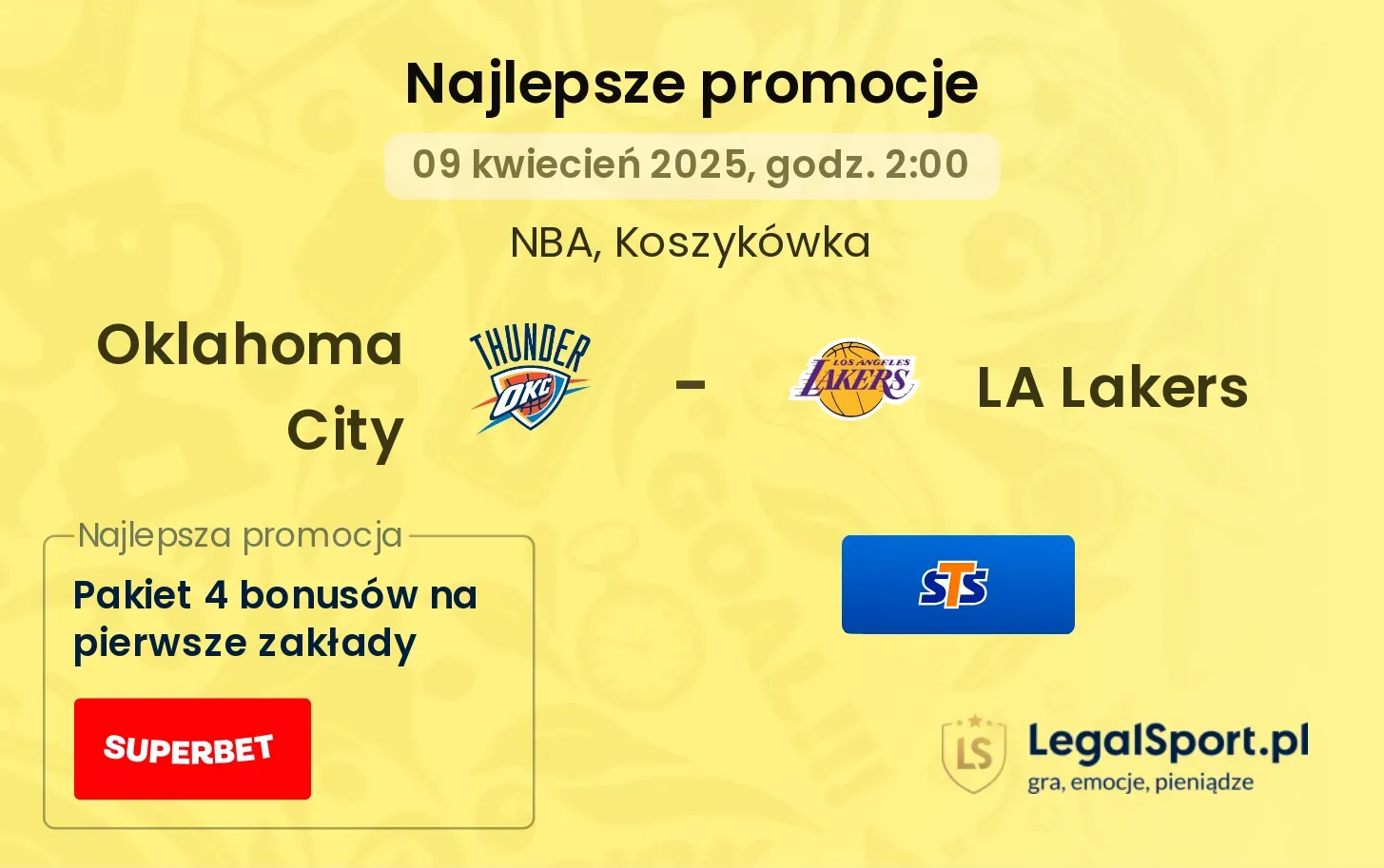 Oklahoma City - LA Lakers promocje u bukmacherów