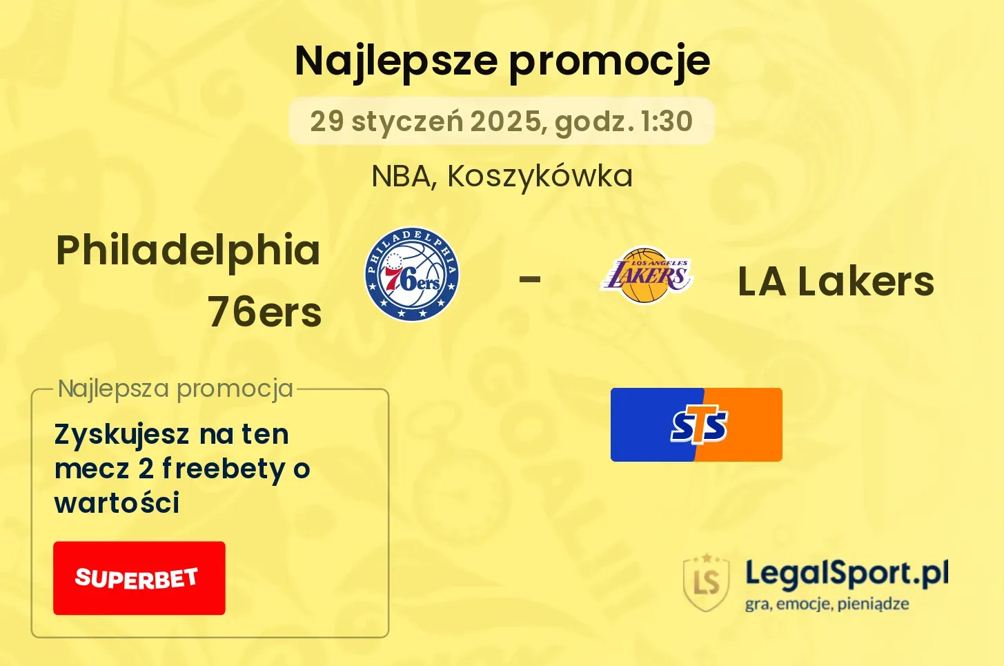 Philadelphia 76ers - LA Lakers promocje u bukmacherów
