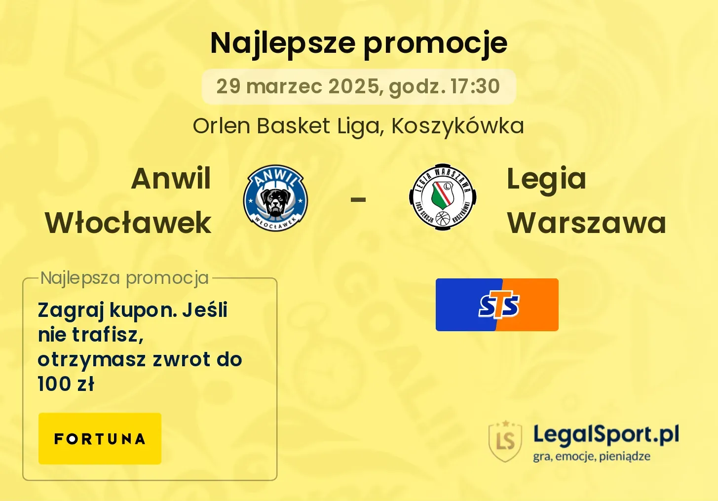 Anwil Włocławek - Legia Warszawa promocje u bukmacherów