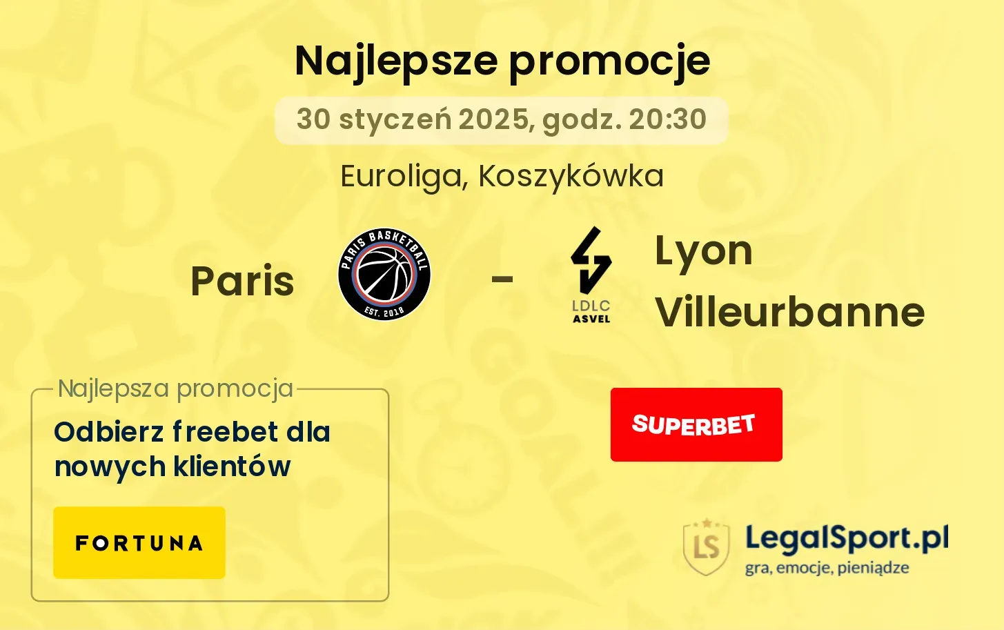 Paris - Lyon Villeurbanne promocje u bukmacherów
