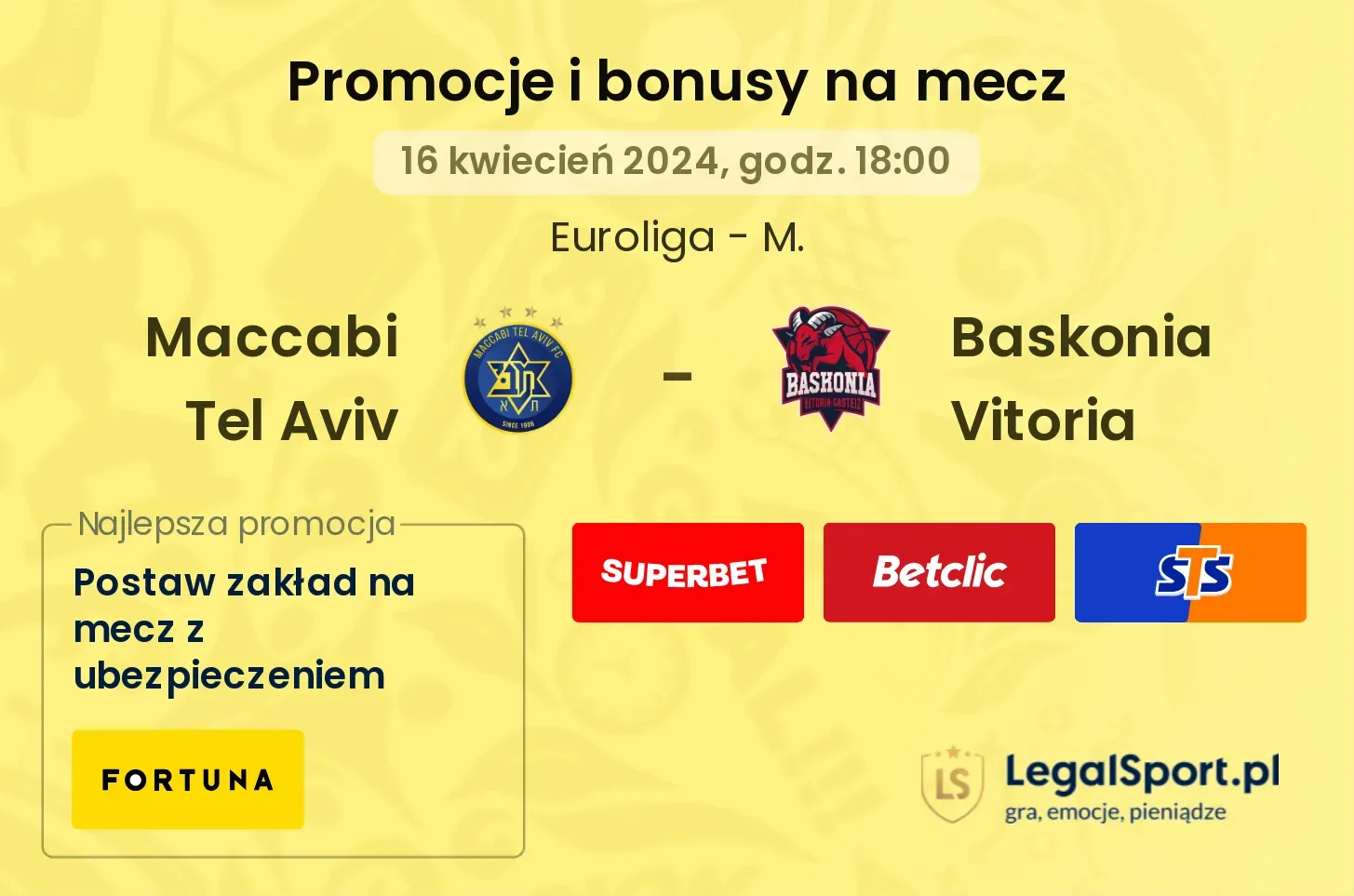 Maccabi Tel Aviv - Baskonia Vitoria promocje bonusy na mecz