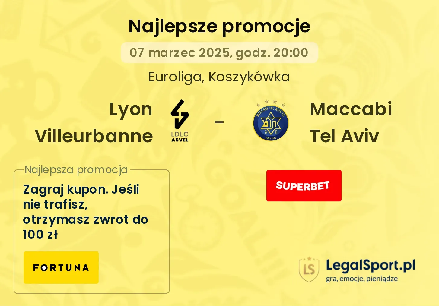 Lyon Villeurbanne - Maccabi Tel Aviv promocje bukmacherskie