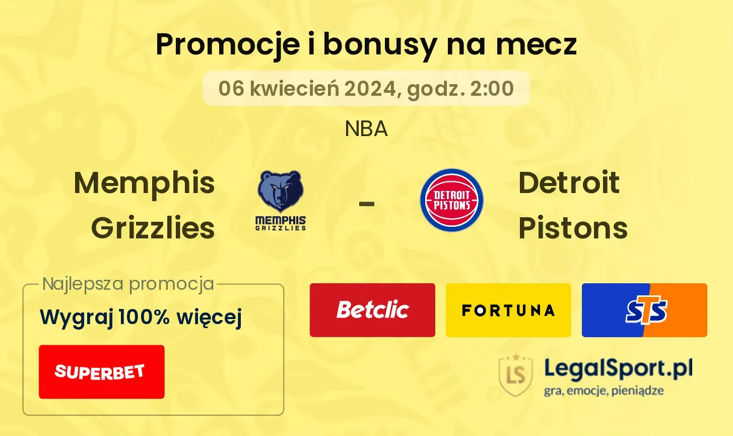 Memphis Grizzlies - Detroit Pistons promocje bonusy na mecz