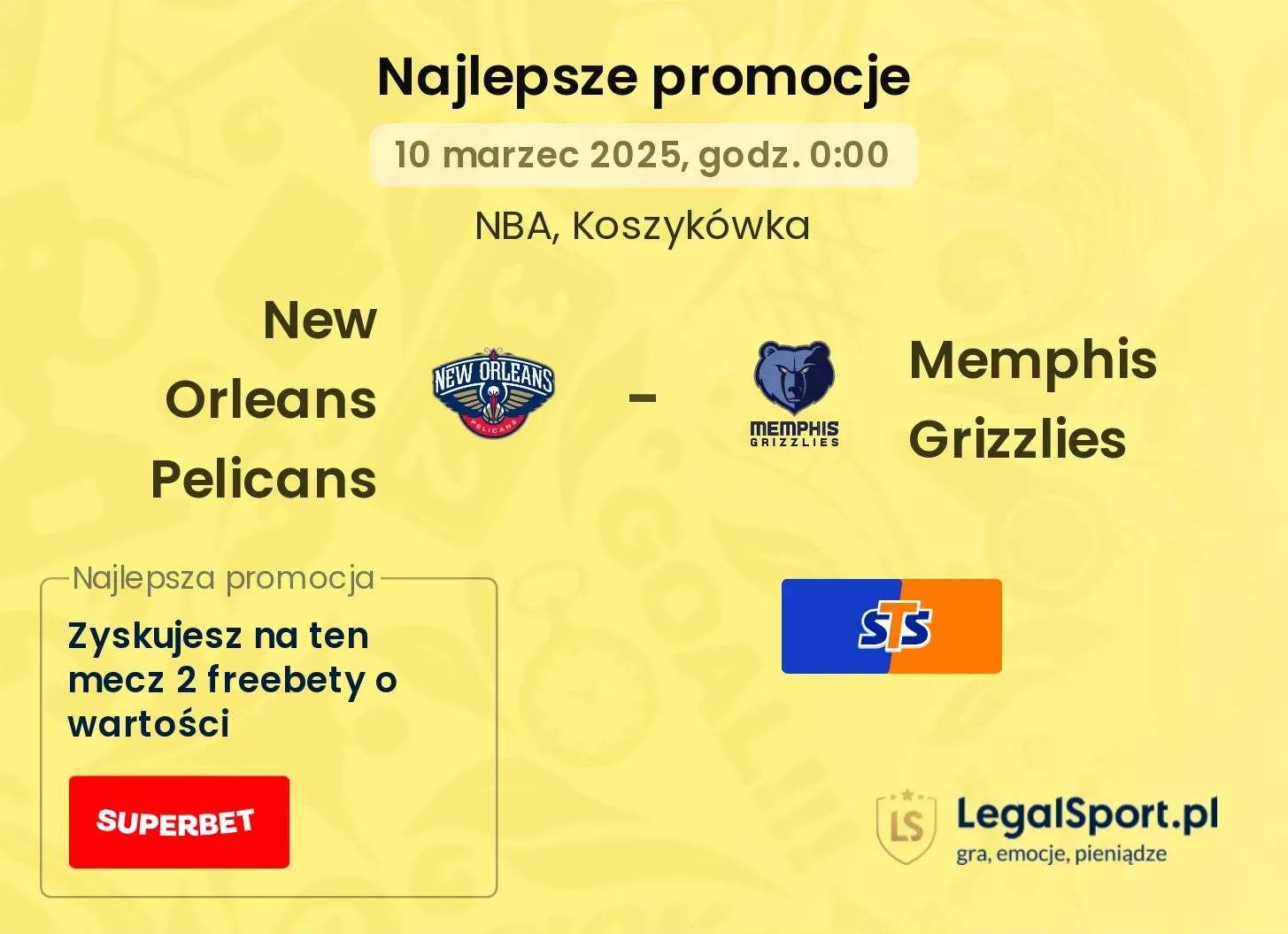 New Orleans Pelicans - Memphis Grizzlies promocje bukmacherskie