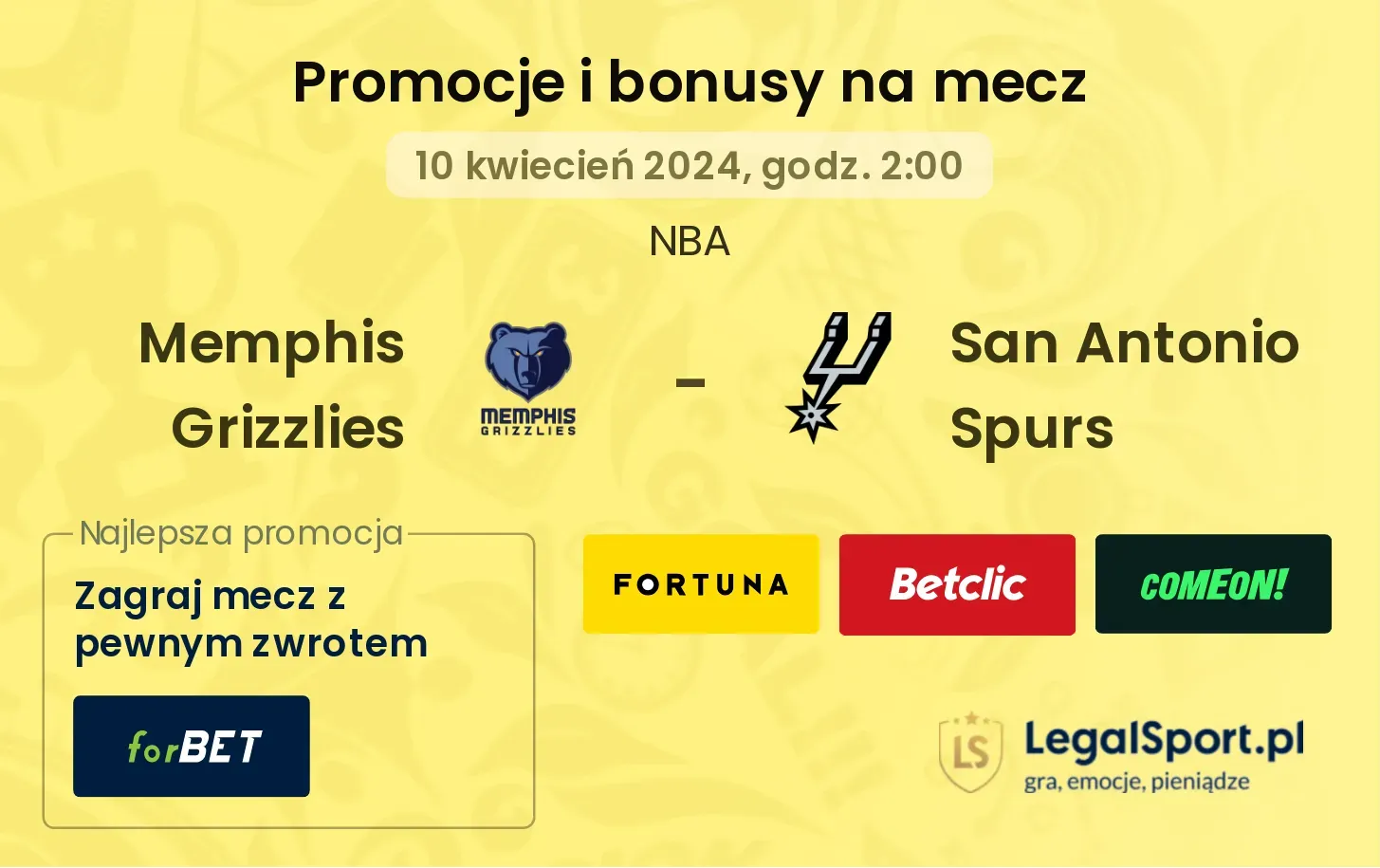Memphis Grizzlies - San Antonio Spurs promocje bonusy na mecz
