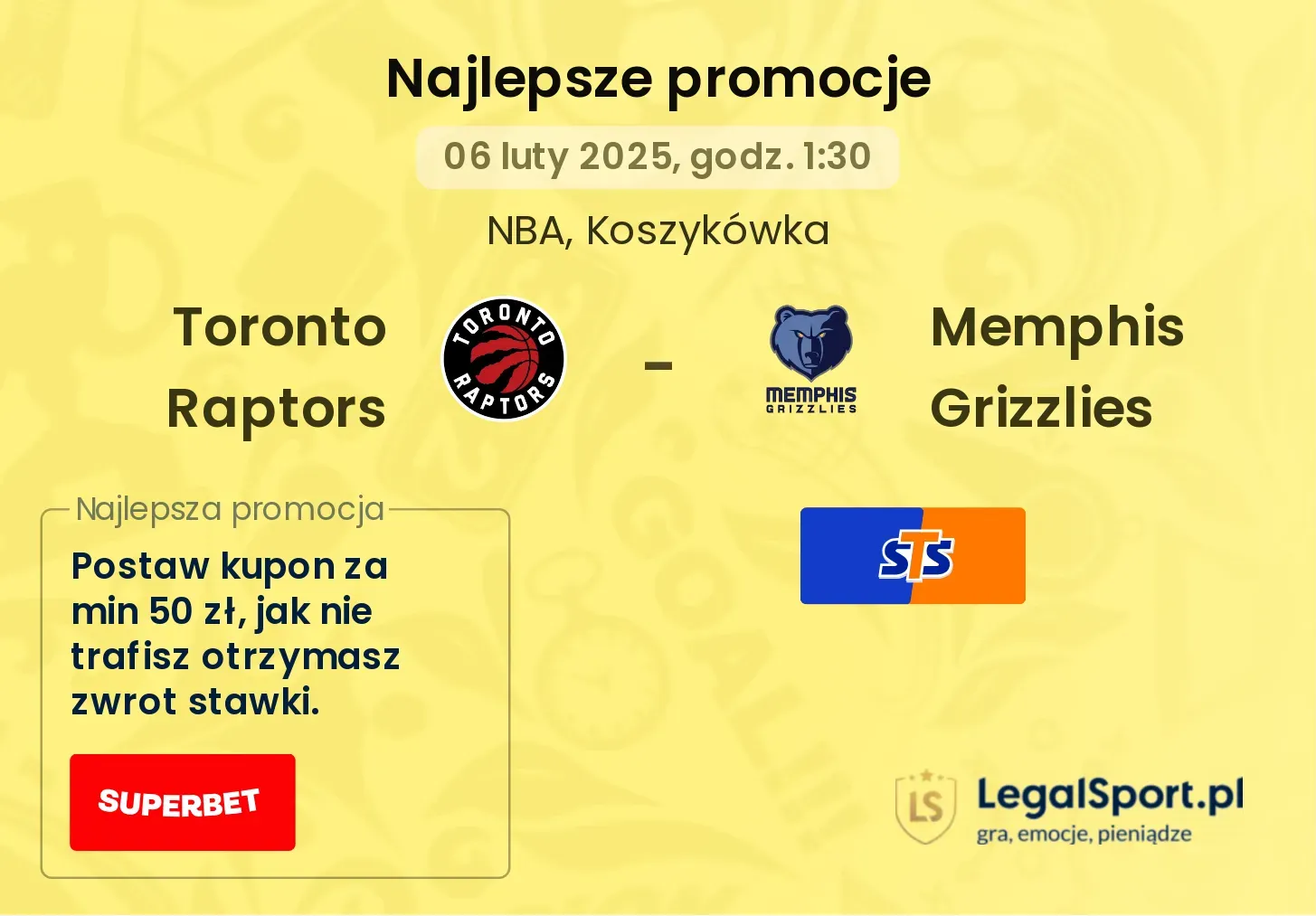 Toronto Raptors - Memphis Grizzlies promocje u bukmacherów