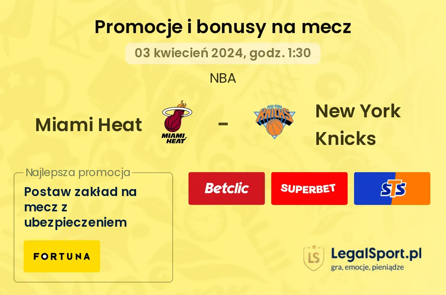 Miami Heat - New York Knicks promocje bonusy na mecz