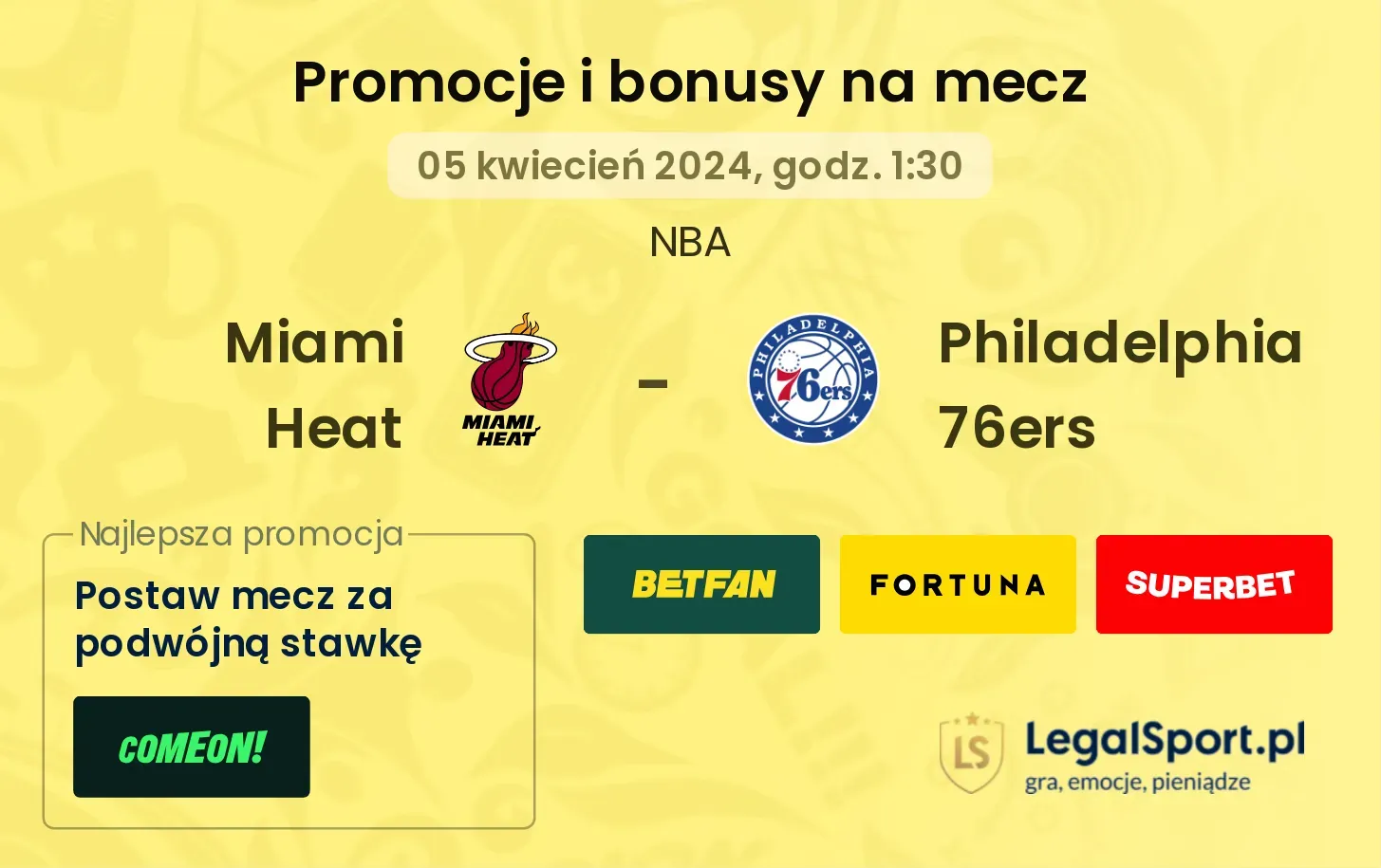 Miami Heat - Philadelphia 76ers promocje bonusy na mecz