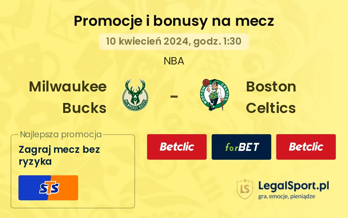 Milwaukee Bucks - Boston Celtics promocje bonusy na mecz