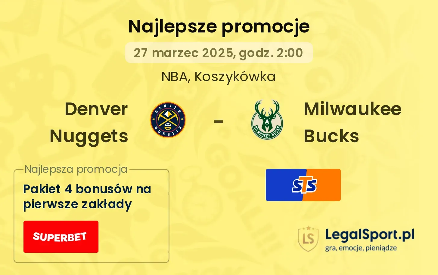 Denver Nuggets - Milwaukee Bucks promocje u bukmacherów