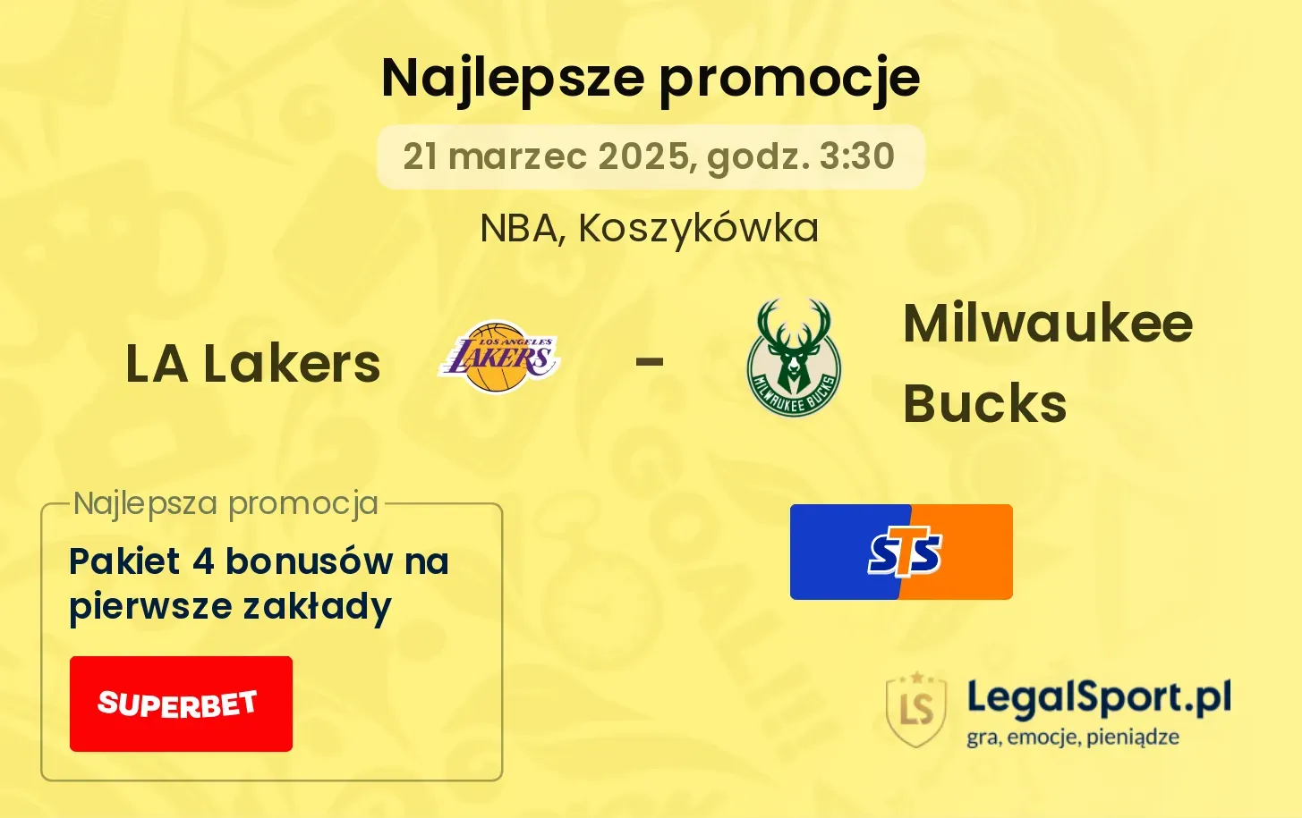 LA Lakers - Milwaukee Bucks promocje u bukmacherów