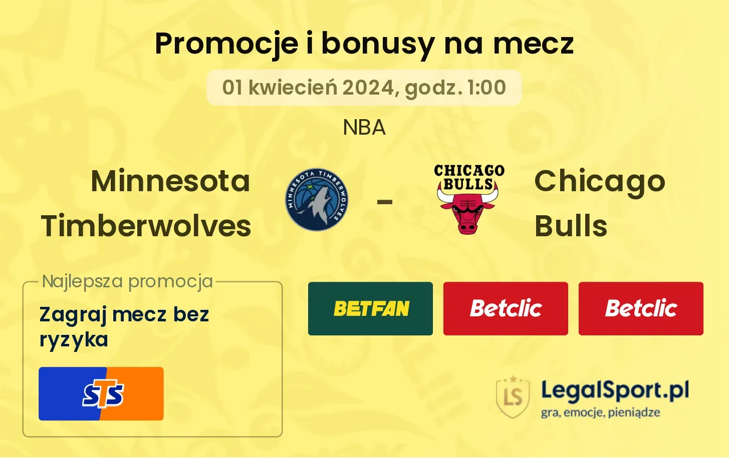 Minnesota Timberwolves - Chicago Bulls promocje bonusy na mecz