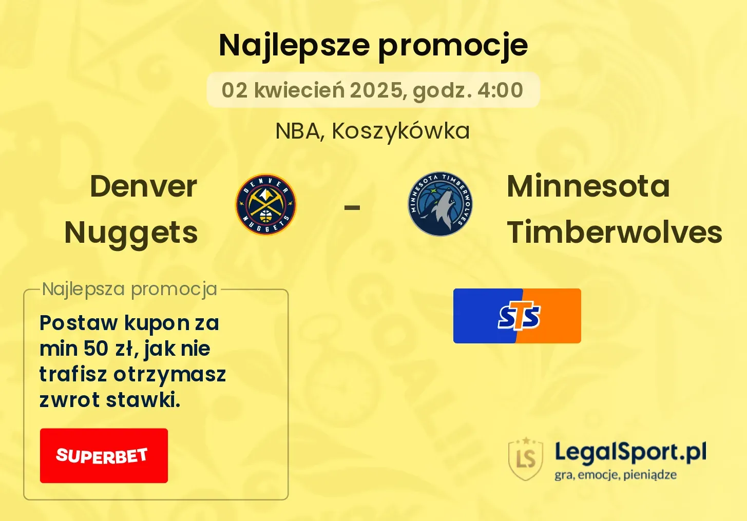 Denver Nuggets - Minnesota Timberwolves promocje bukmacherskie