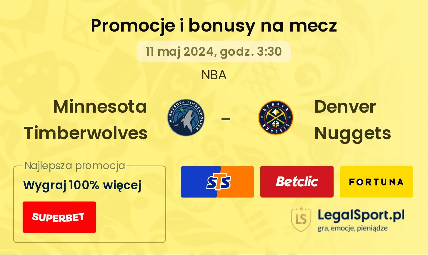 Minnesota Timberwolves - Denver Nuggets promocje bonusy na mecz