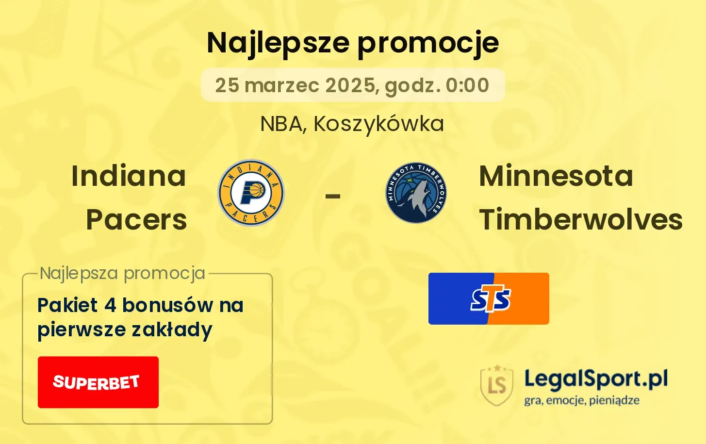 Minnesota Timberwolves - Indiana Pacers promocje bukmacherskie