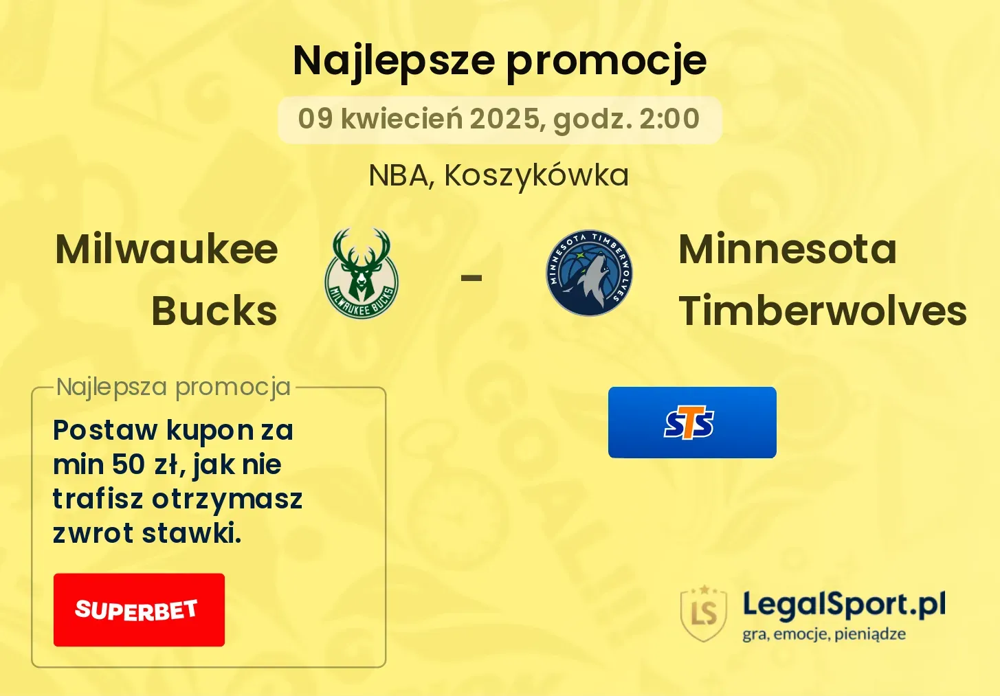 Milwaukee Bucks - Minnesota Timberwolves promocje u bukmacherów