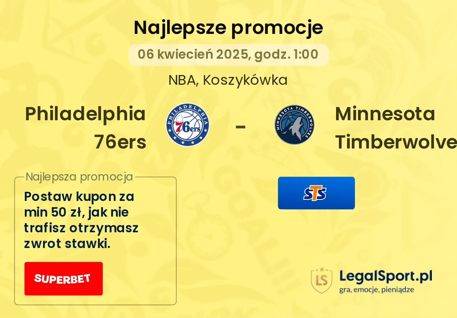 Philadelphia 76ers - Minnesota Timberwolves promocje u bukmacherów