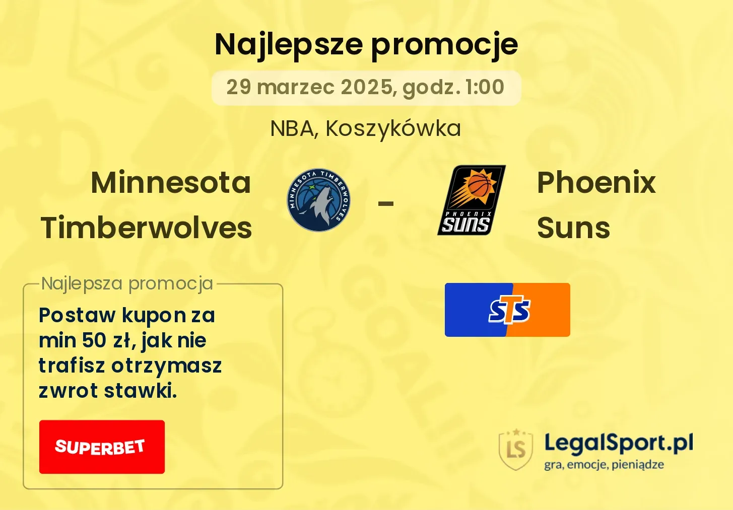 Minnesota Timberwolves - Phoenix Suns promocje u bukmacherów