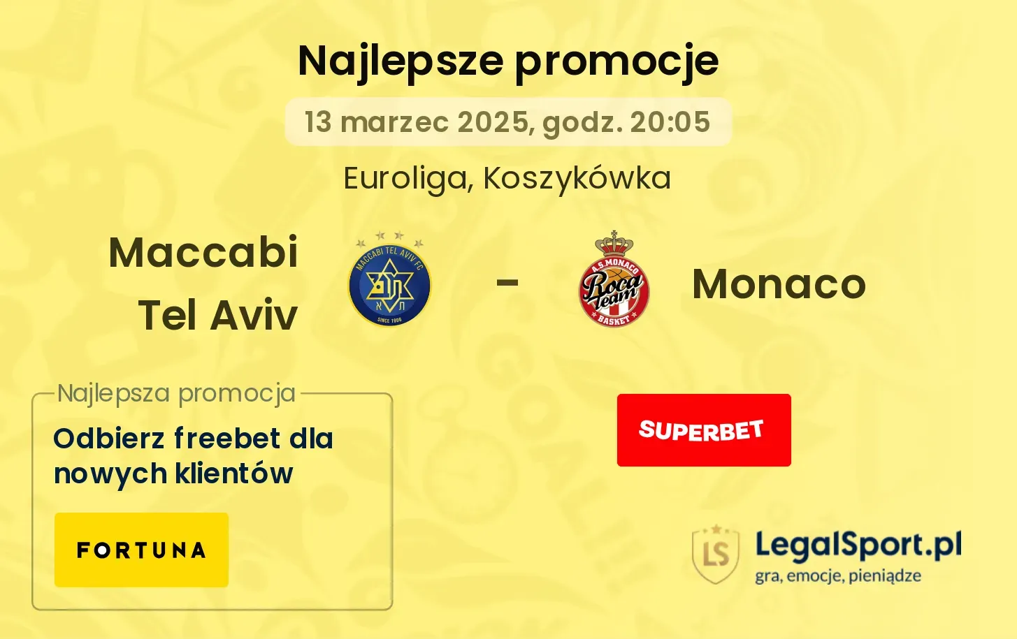 Maccabi Tel Aviv - Monaco promocje u bukmacherów