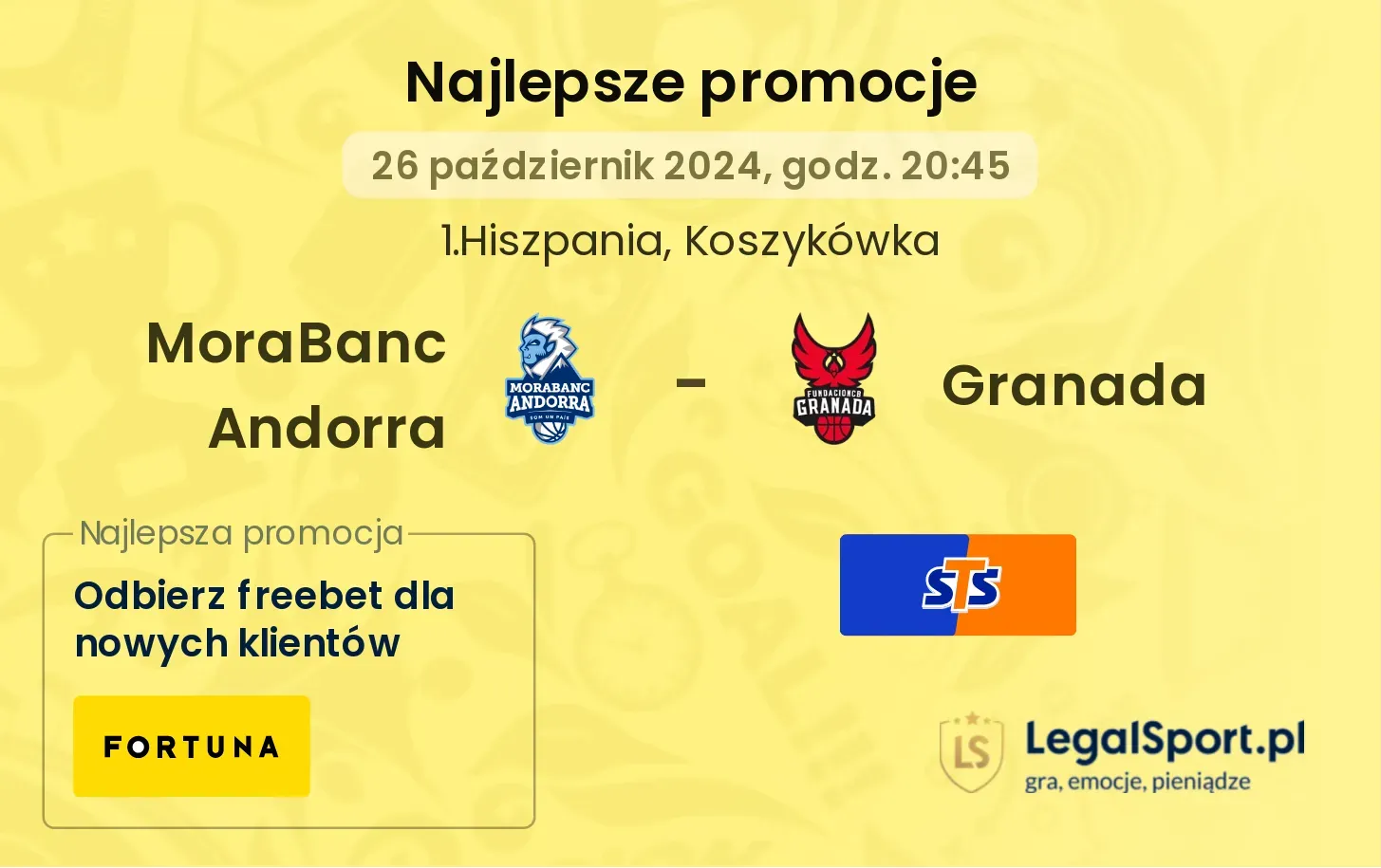 MoraBanc Andorra - Granada promocje u bukmacherów 26.10, 20:45