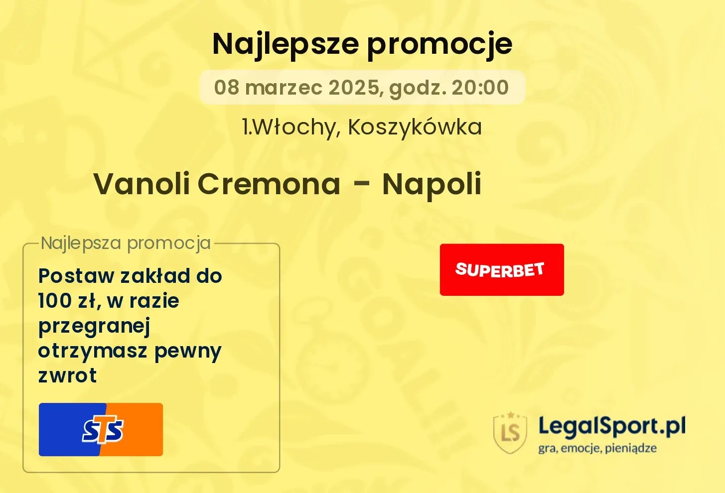 Vanoli Cremona - Napoli promocje bukmacherskie