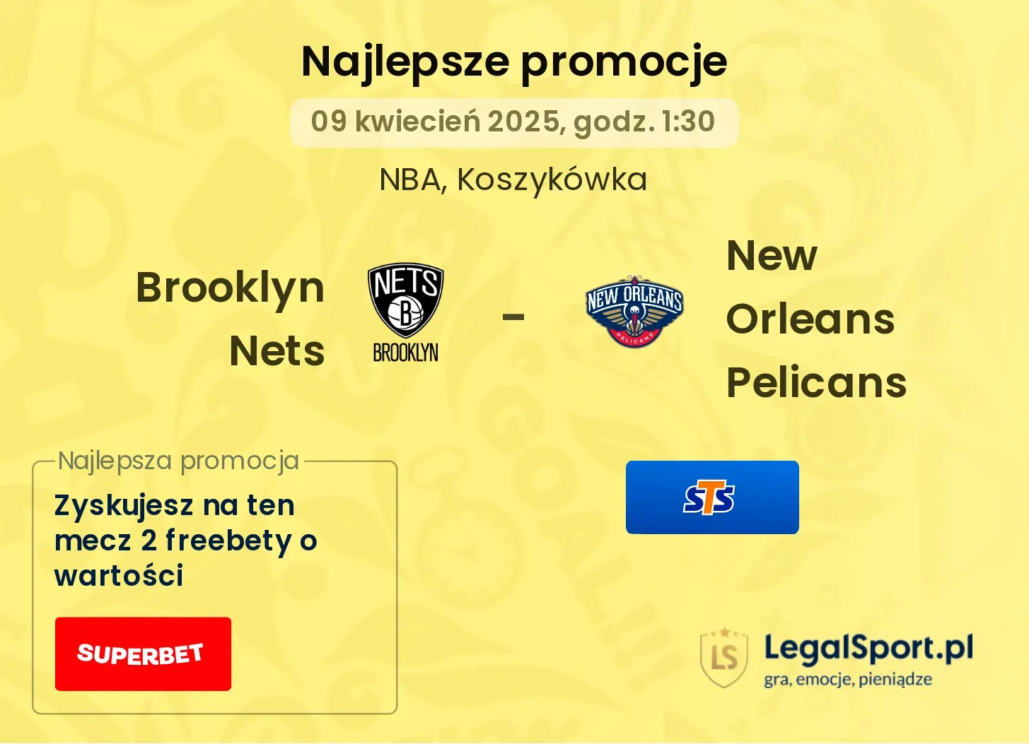 New Orleans Pelicans - Brooklyn Nets promocje bonusy na mecz