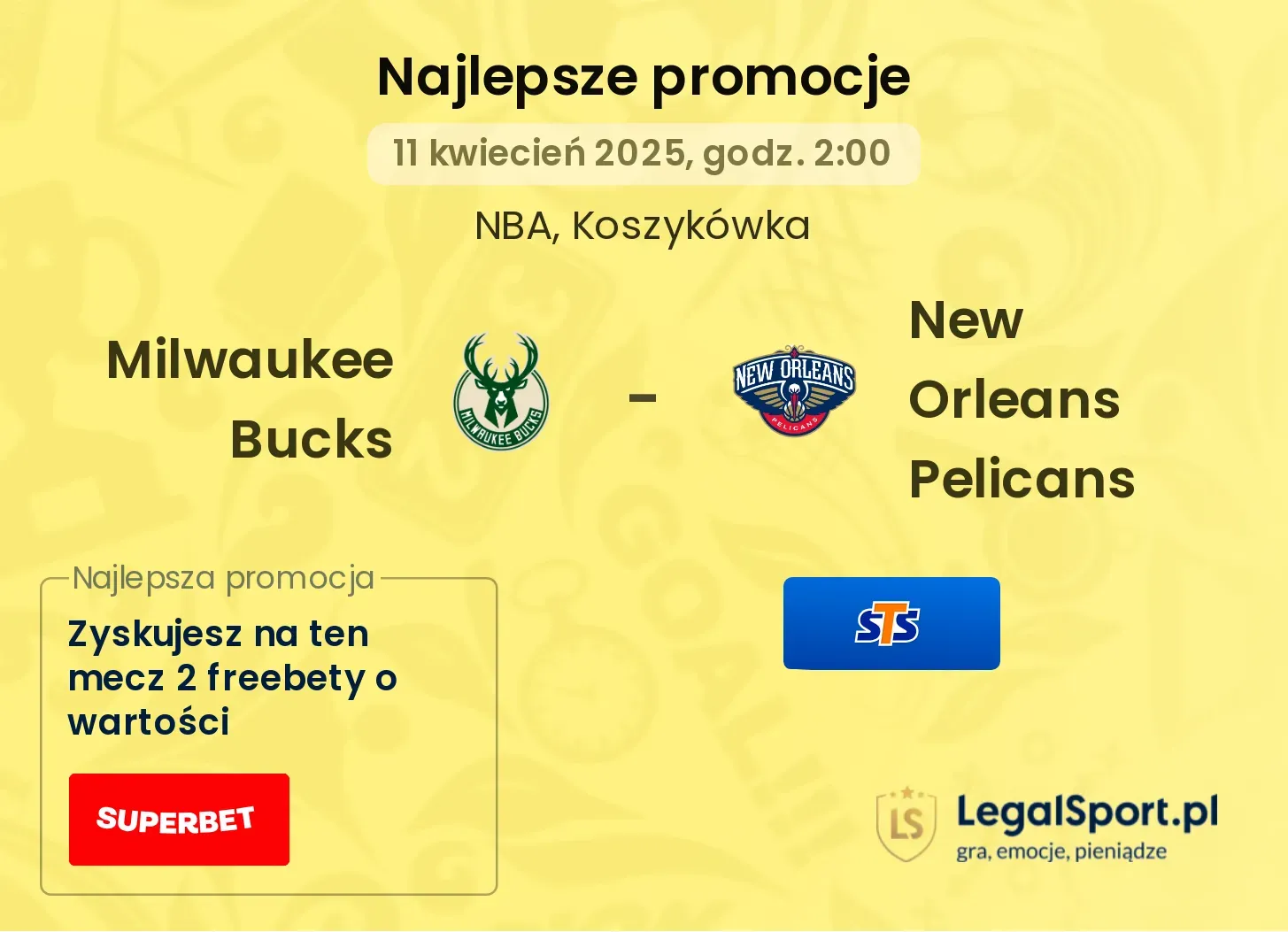 Milwaukee Bucks - New Orleans Pelicans promocje bukmacherskie