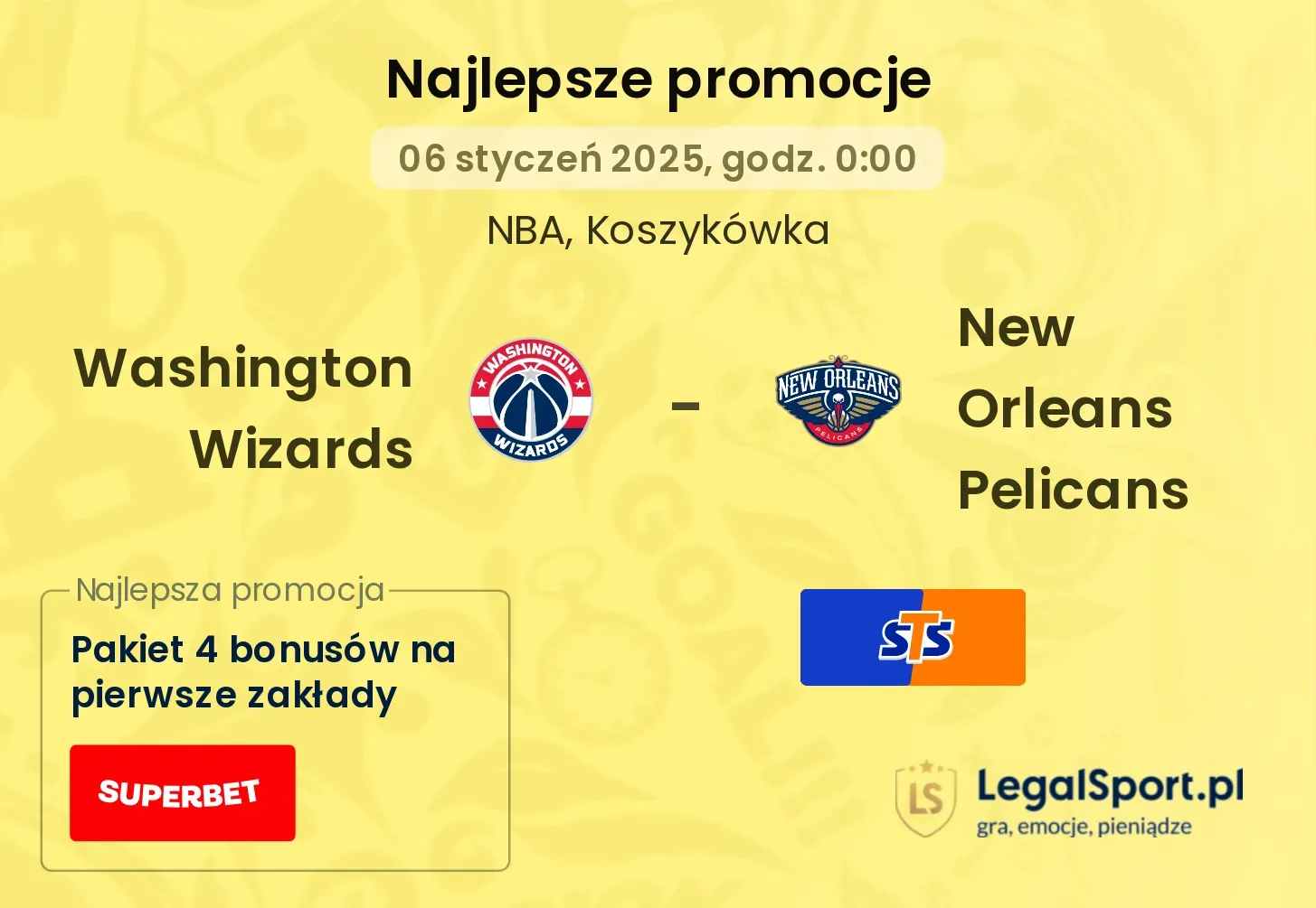 Washington Wizards - New Orleans Pelicans promocje u bukmacherów
