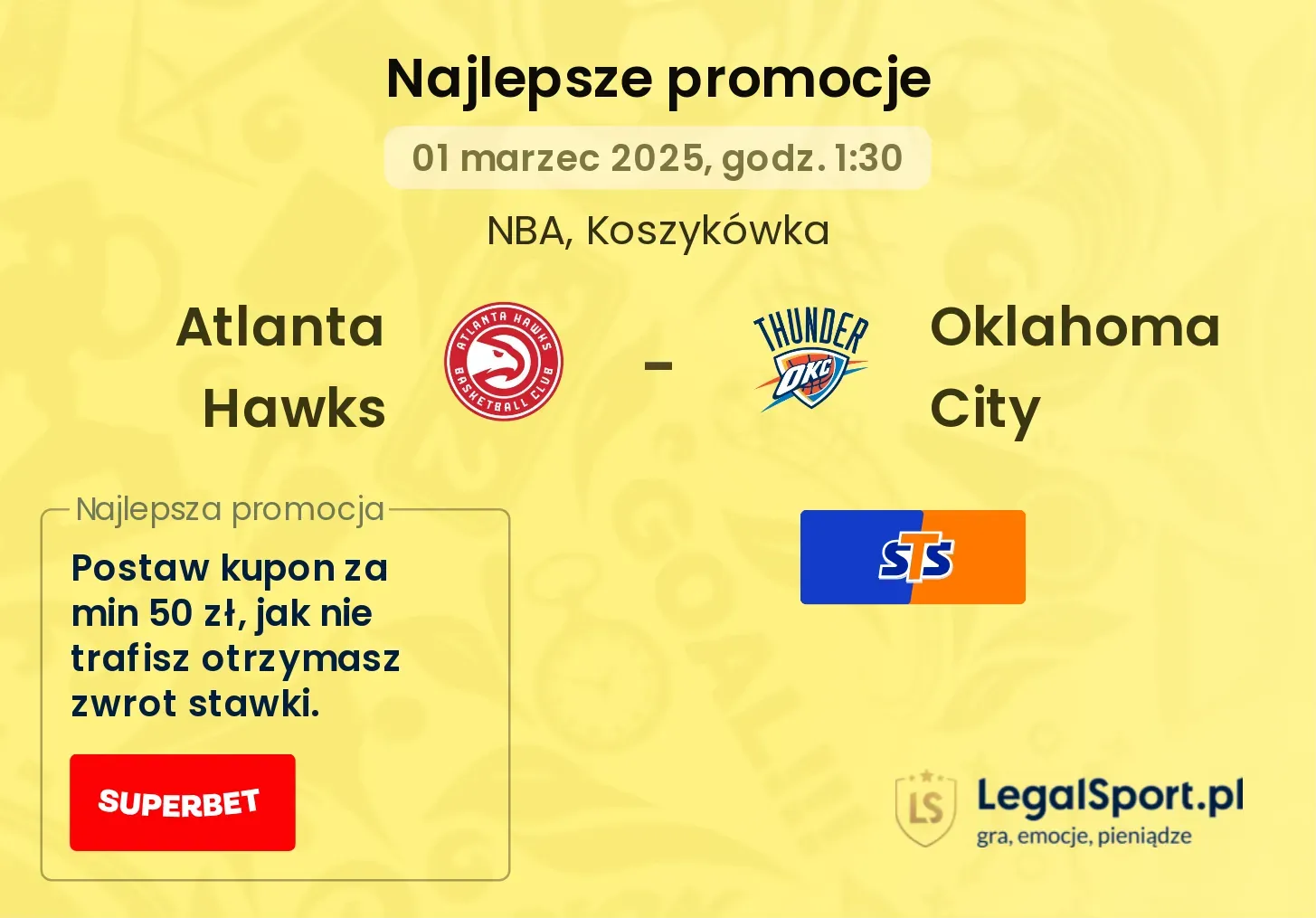 Atlanta Hawks - Oklahoma City promocje u bukmacherów