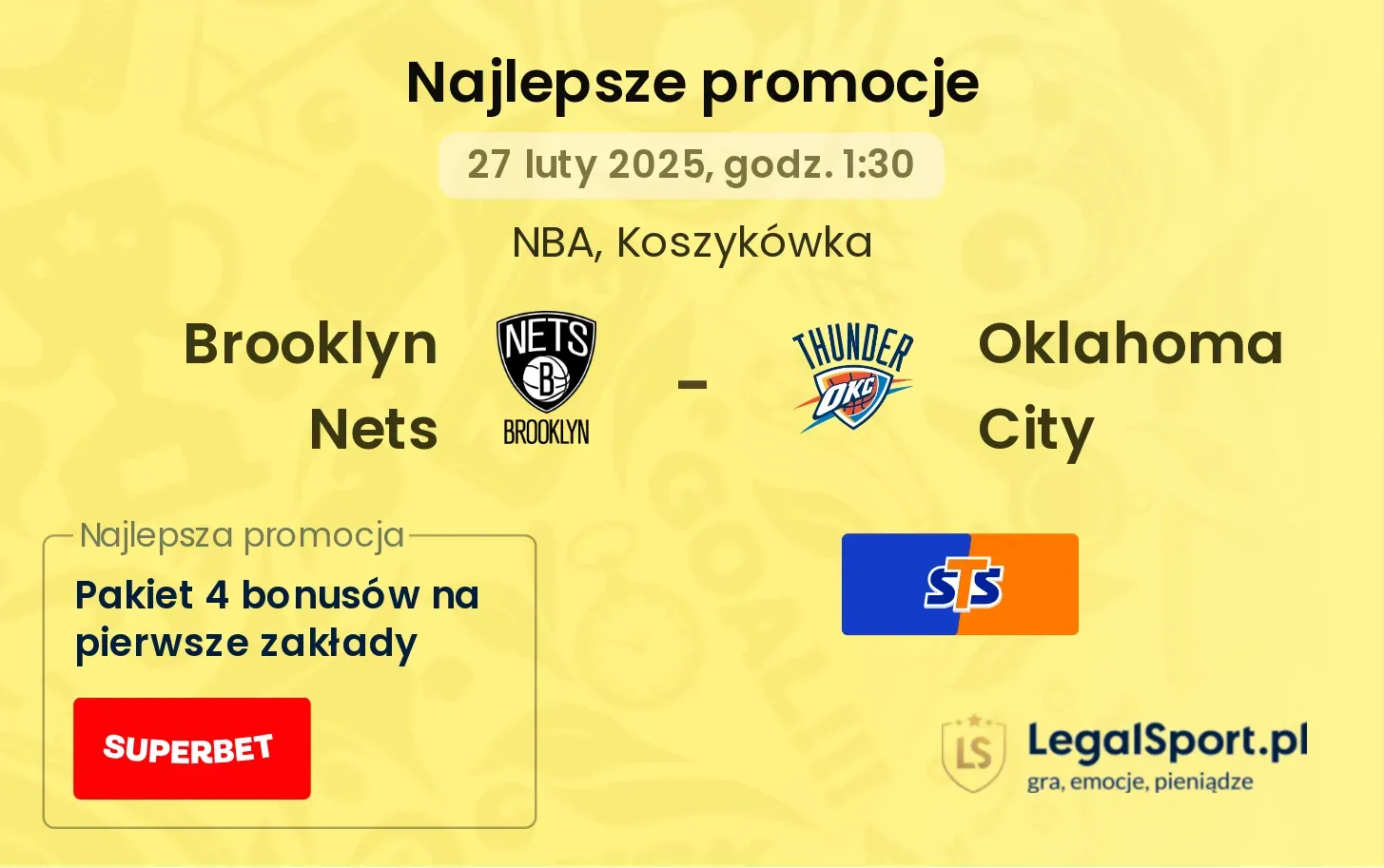 Brooklyn Nets - Oklahoma City promocje u bukmacherów