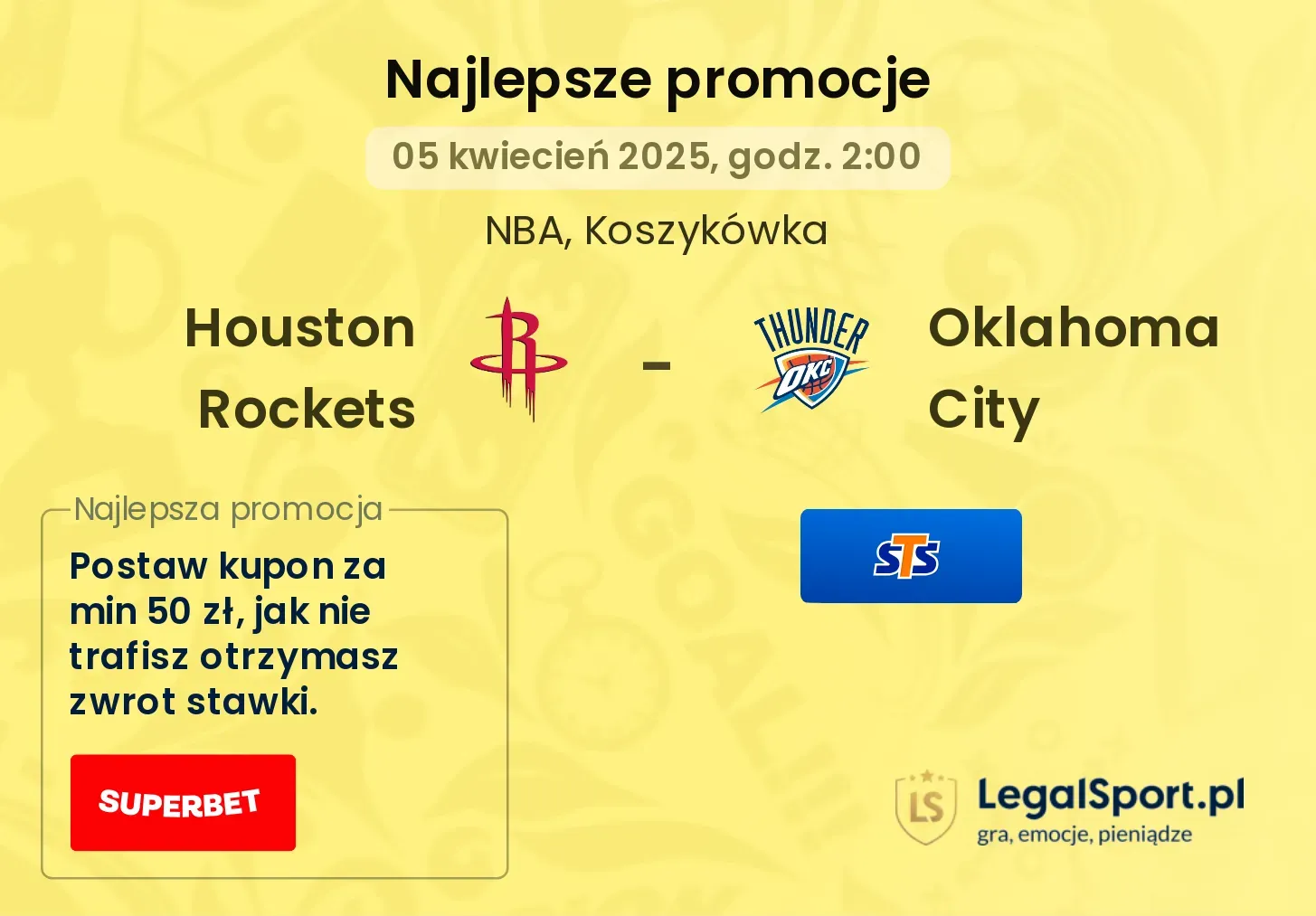 Houston Rockets - Oklahoma City promocje bukmacherskie