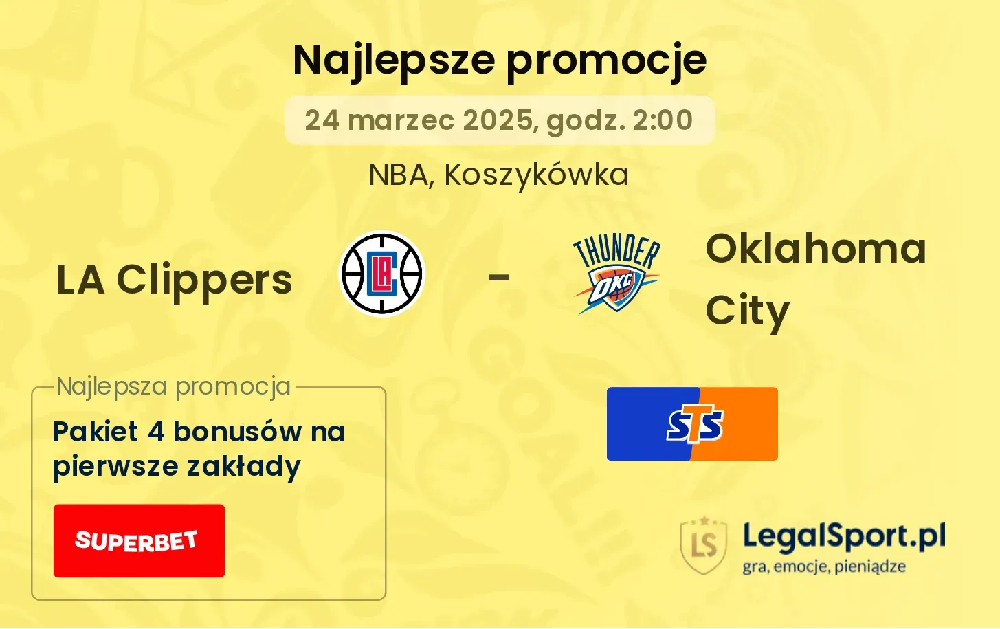 LA Clippers - Oklahoma City promocje u bukmacherów