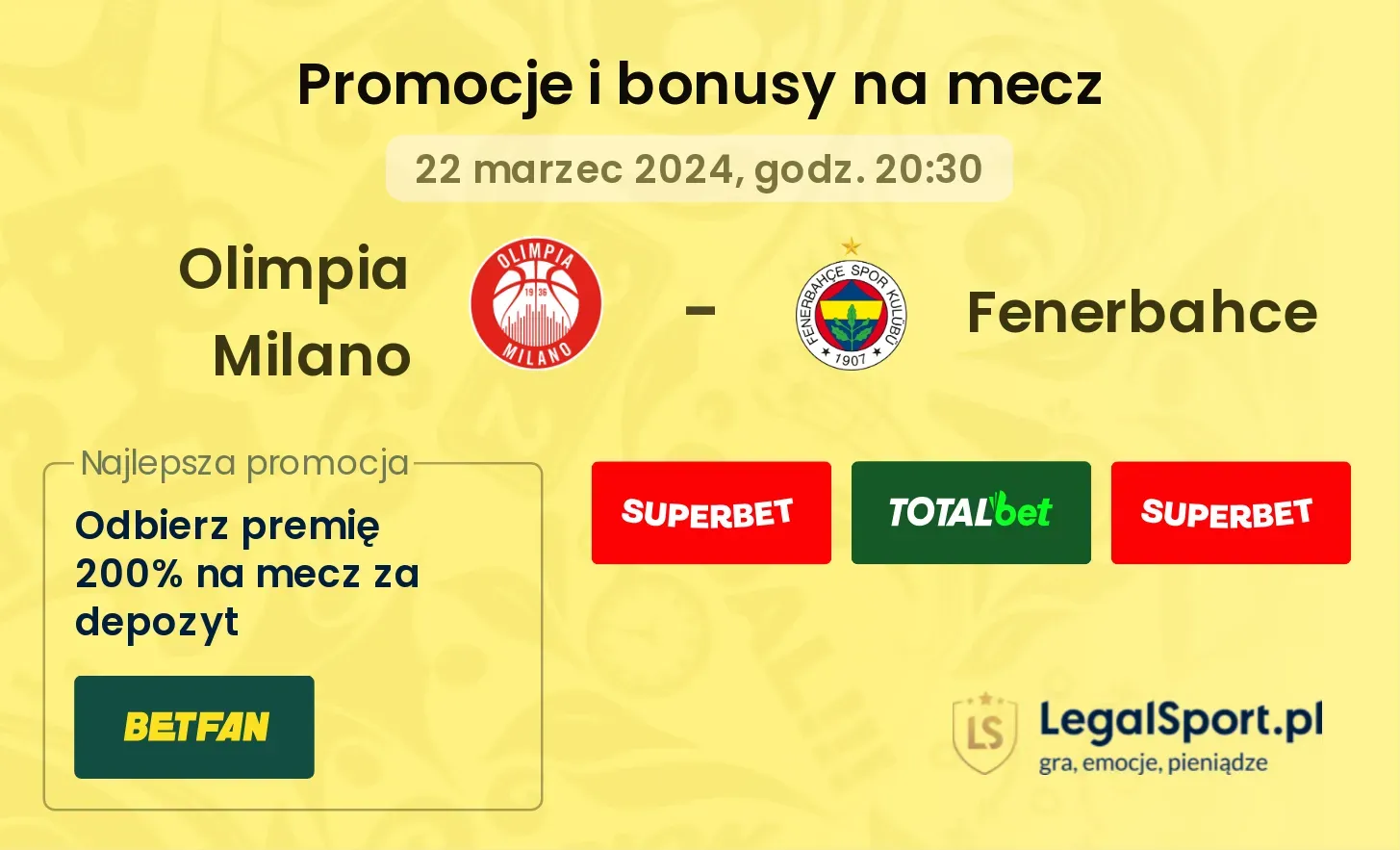 Olimpia Milano - Fenerbahce promocje bonusy na mecz