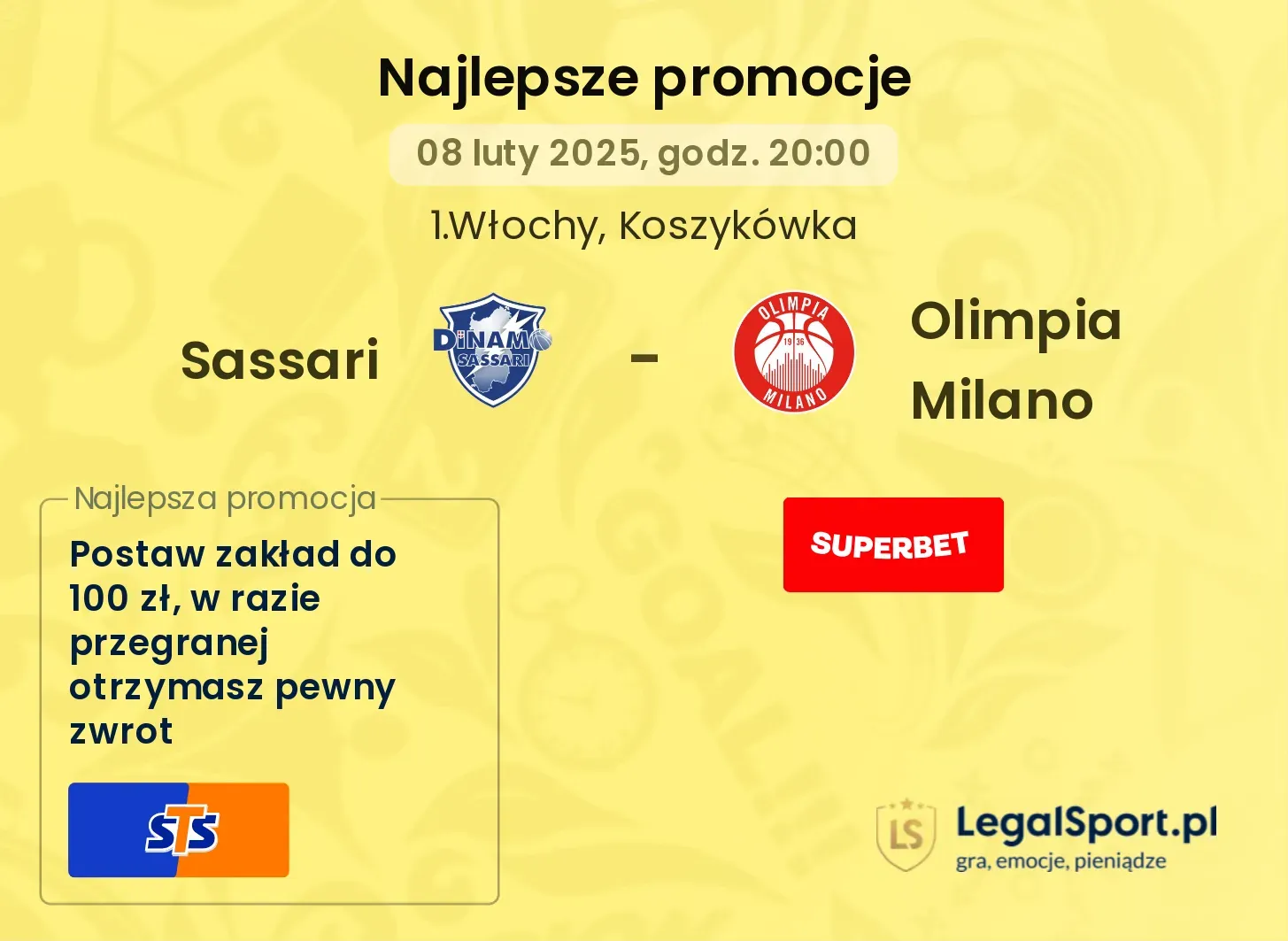 Sassari - Olimpia Milano promocje bukmacherskie