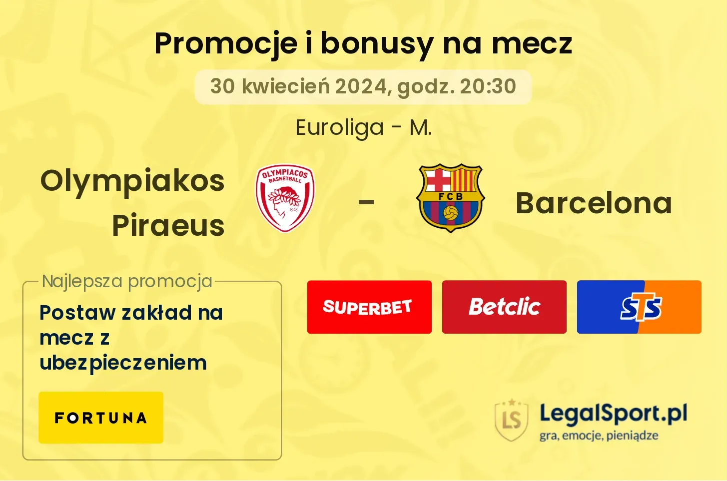 Olympiakos Piraeus - Barcelona promocje i bonusy (30.04, 20:30)