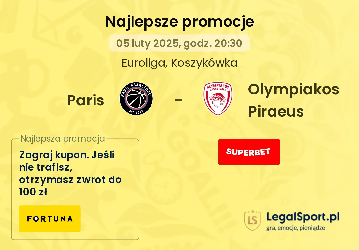 Paris - Olympiakos Piraeus promocje bukmacherskie