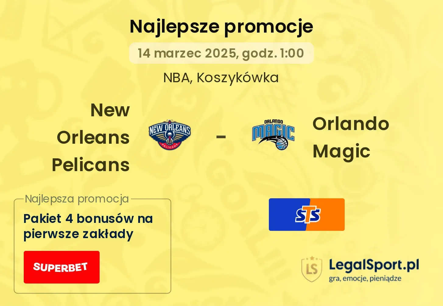 New Orleans Pelicans - Orlando Magic promocje bukmacherskie