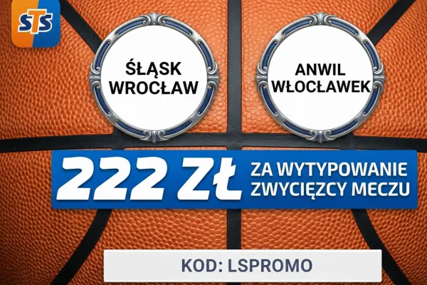 STS: 222 zł za wytypowanie zwycięzcy meczu Śląsk Wrocław - Anwil Włocławek
