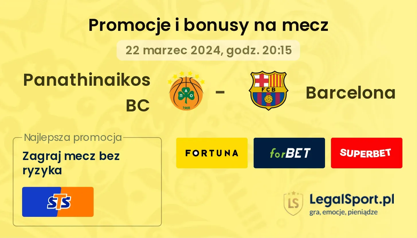 Panathinaikos BC - Barcelona promocje bonusy na mecz