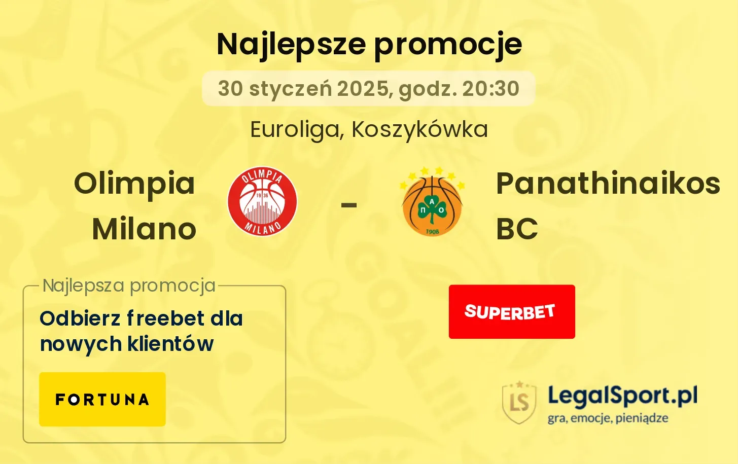 Olimpia Milano - Panathinaikos BC promocje u bukmacherów